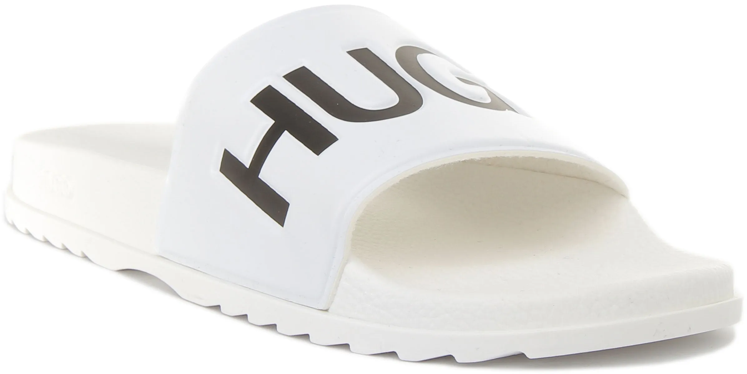 Hugo Match Sliders In White Black For Men