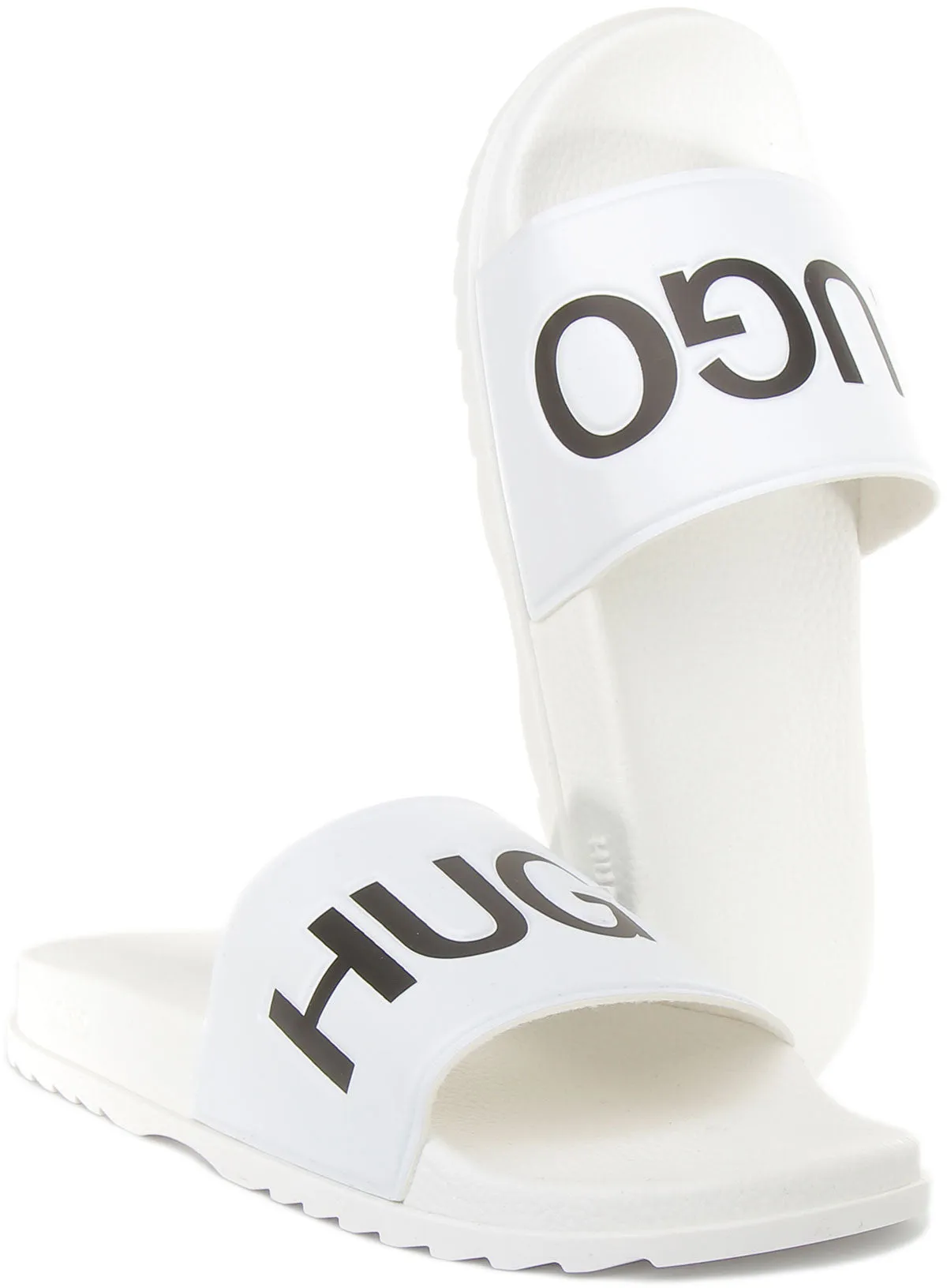 Hugo Match Sliders In White Black For Men