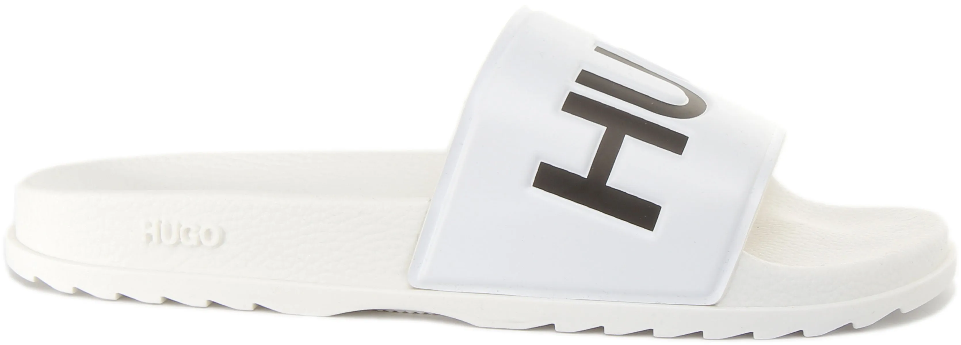 Hugo Match Sliders In White Black For Men