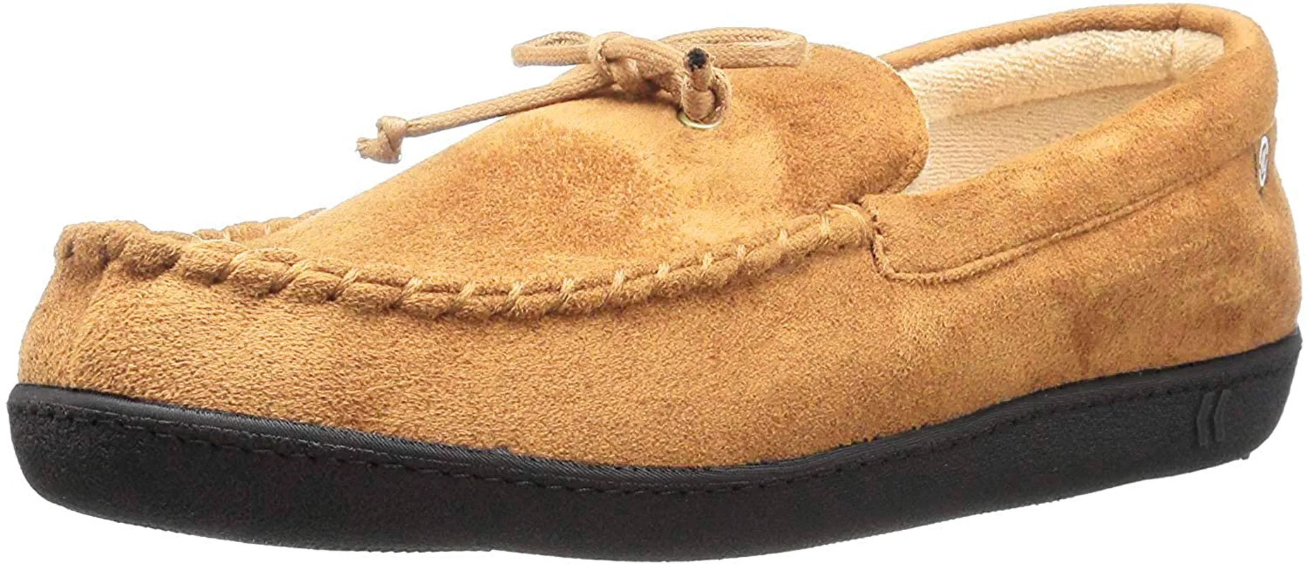 isotoner Men's Microsuede Moccasin Slipper with Cooling Memory Foam for Indoor/Outdoor Comfort