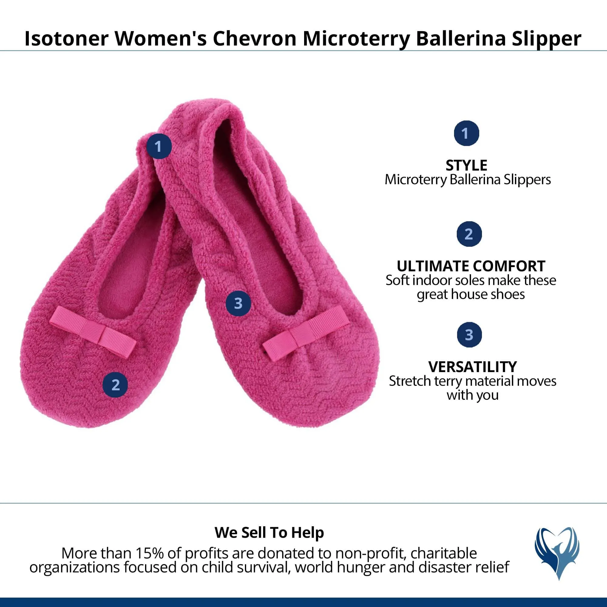 Isotoner Women's Chevron Microterry Ballerina Slipper