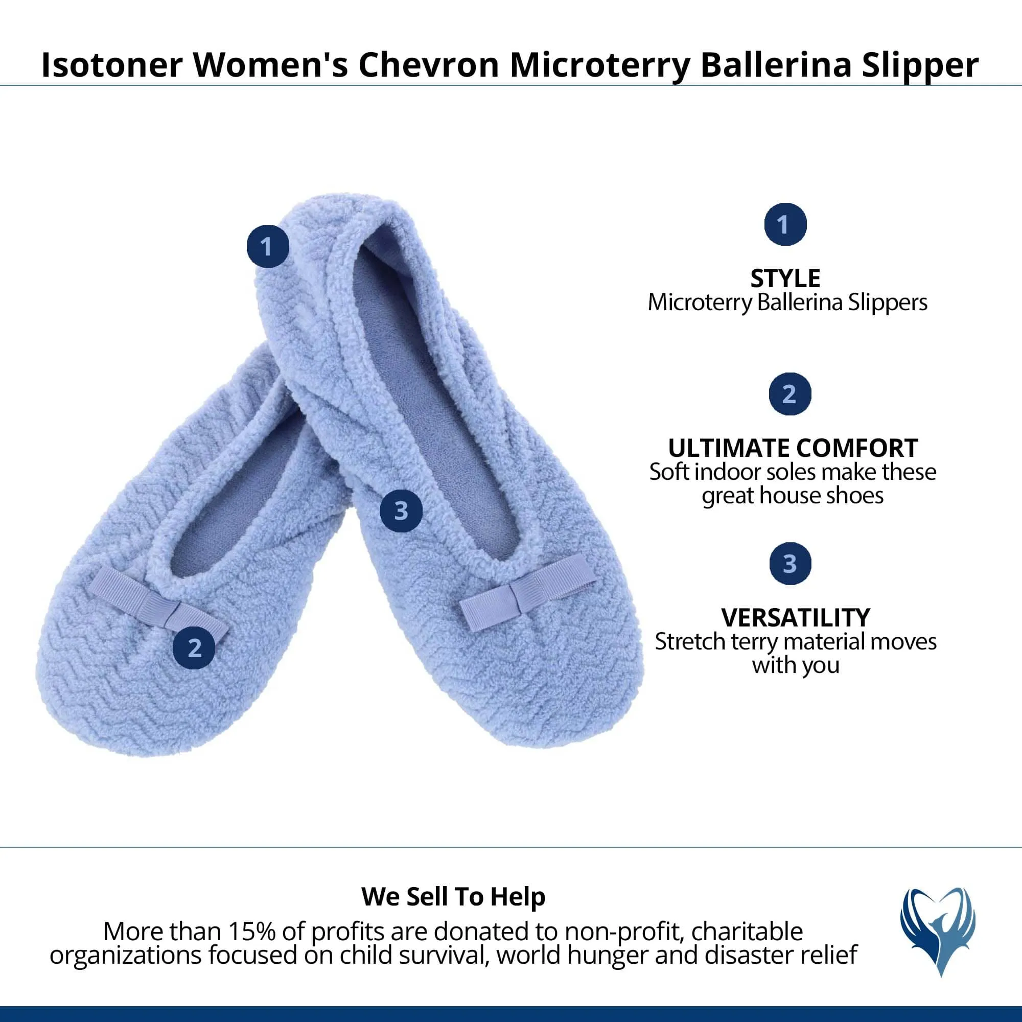 Isotoner Women's Chevron Microterry Ballerina Slipper