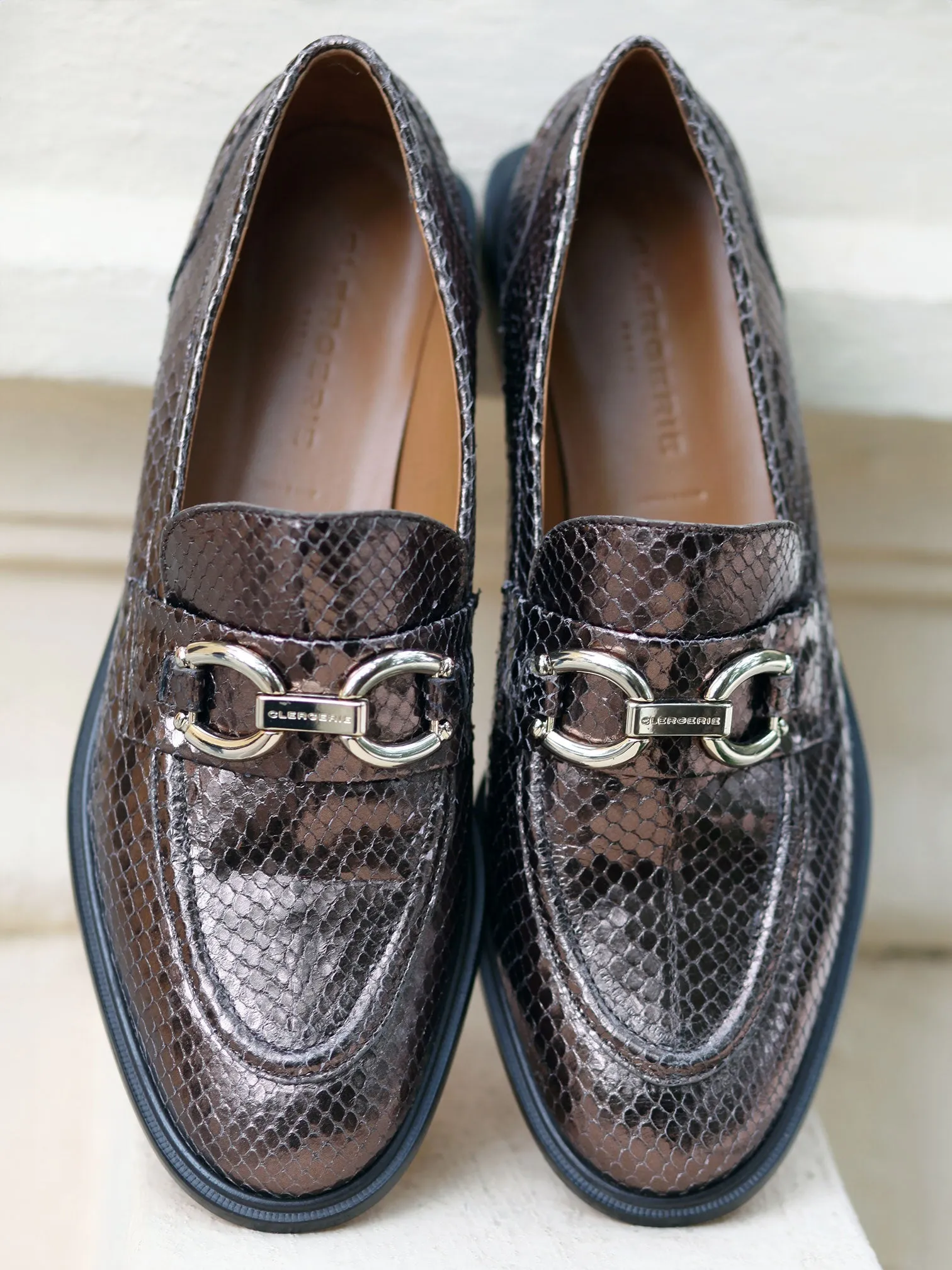 JAEL moccasins, snake effect brown || OUTLET