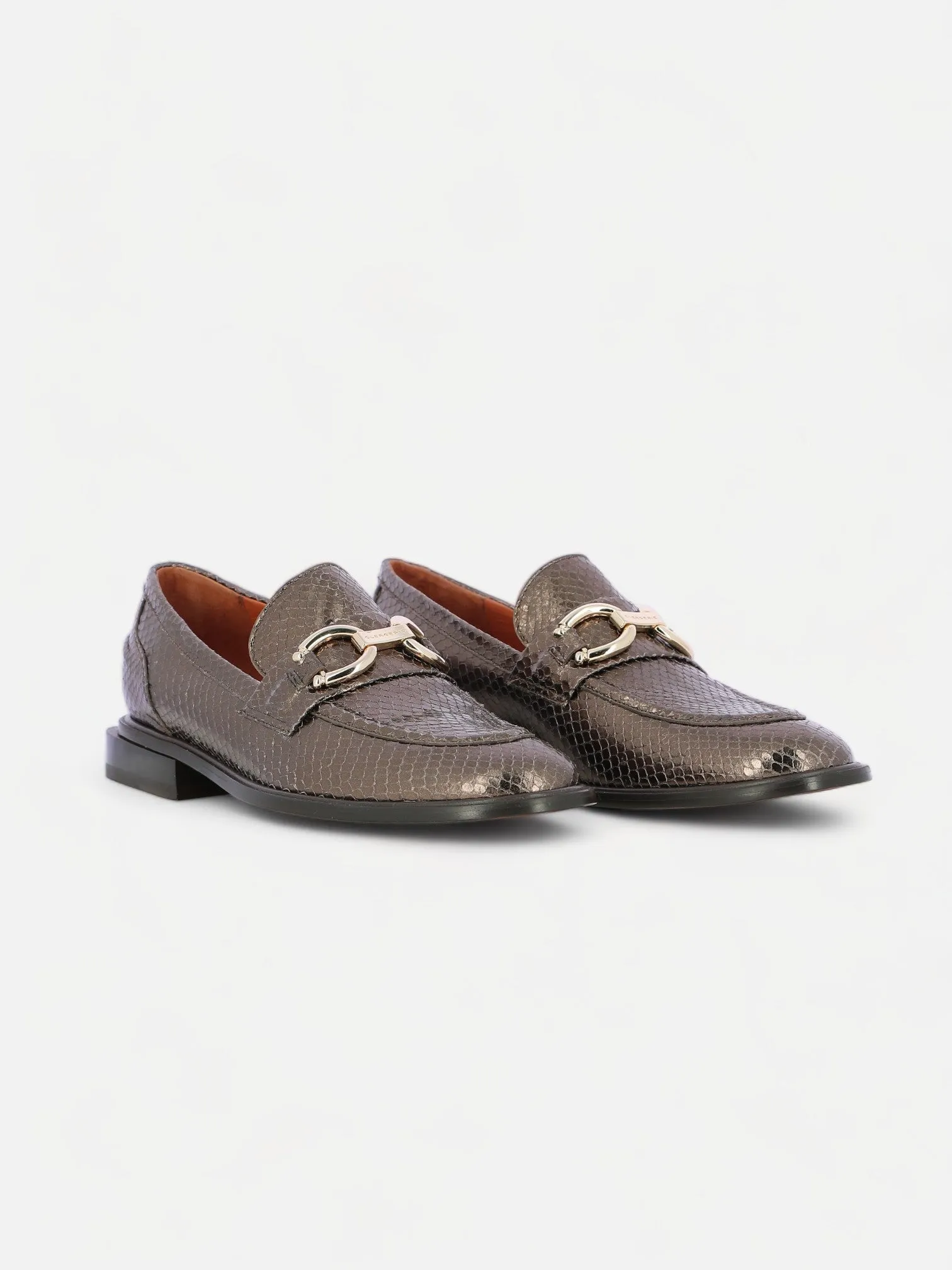 JAEL moccasins, snake effect brown || OUTLET