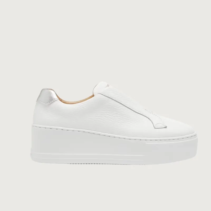 Jane Galland Off White Leather Flatform Laceless Trainers