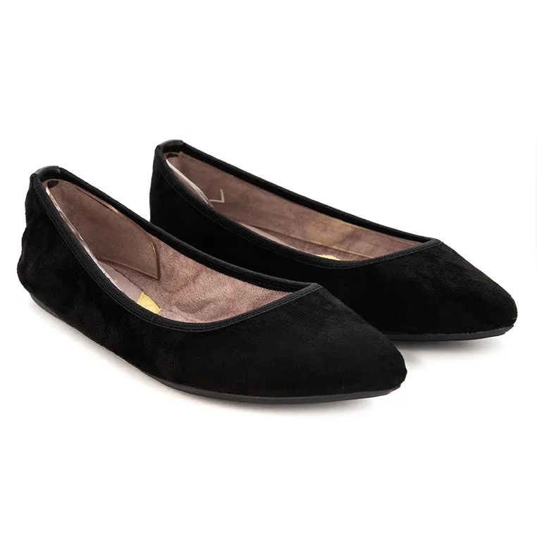 JANEY Ballet Flat Shoes - Jet Black