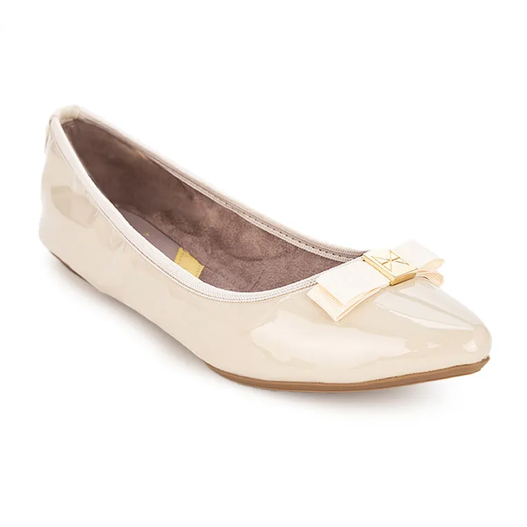 JASMINE Ballet Flat Shoes - Beige Patent