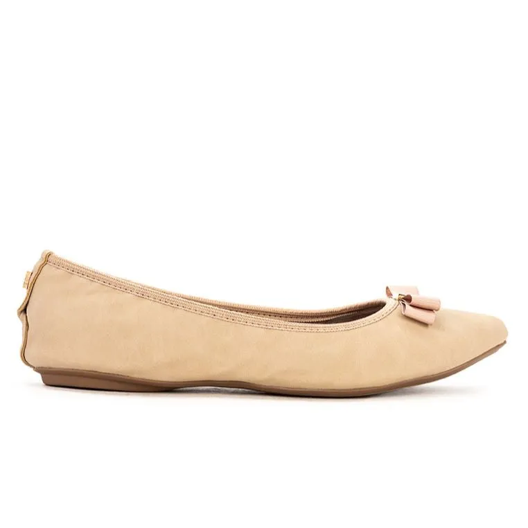 JASMINE Ballet Flat Shoes - Sand Burnished Suede