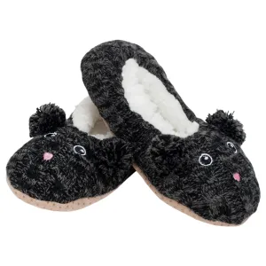 Kitty Cat Pom Womens Animal Cozy Indoor Plush Lined Non Slip Fuzzy Soft Slipper - Large