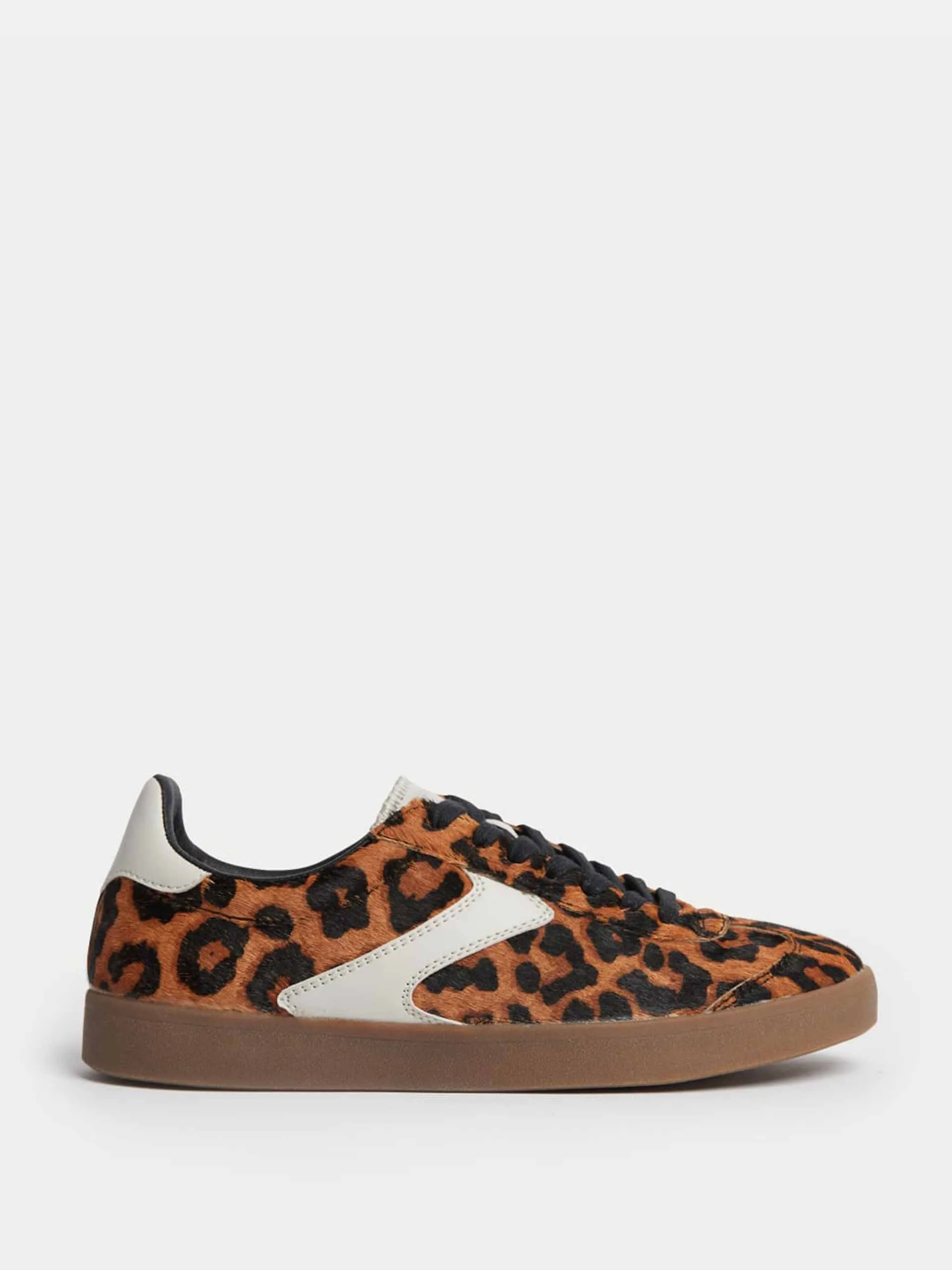 Leather leopard print trainers