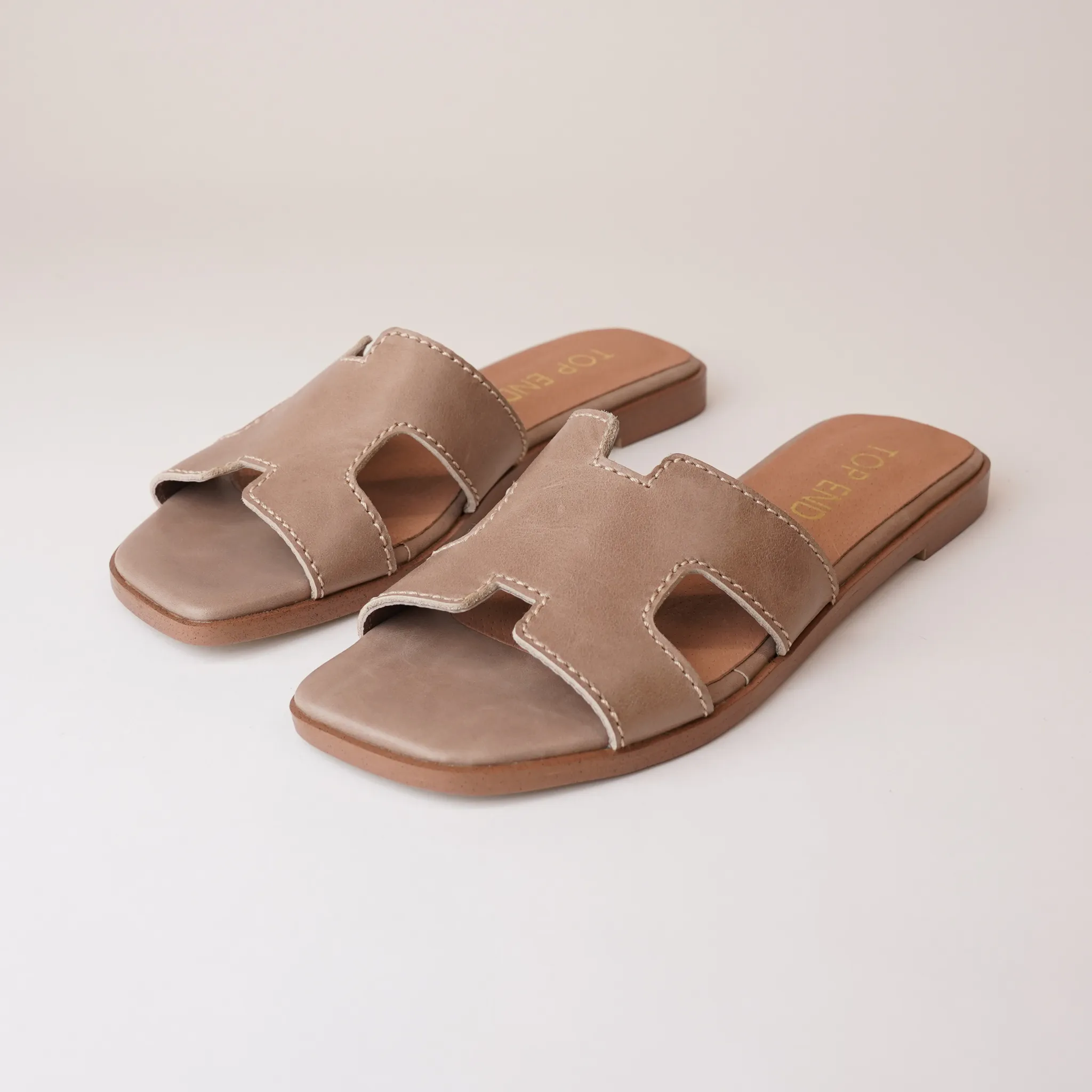 Lycha Latte Leather Slides