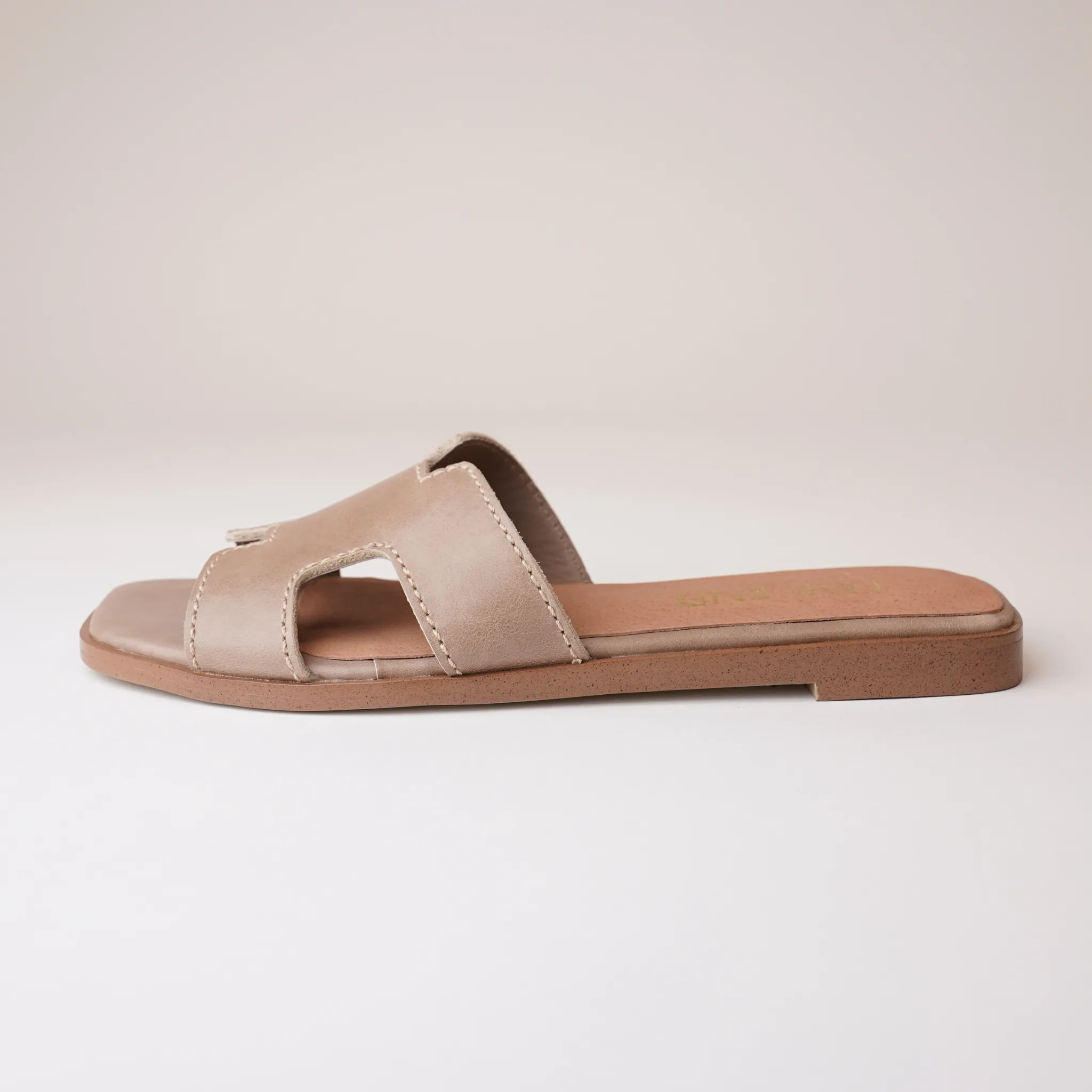 Lycha Latte Leather Slides