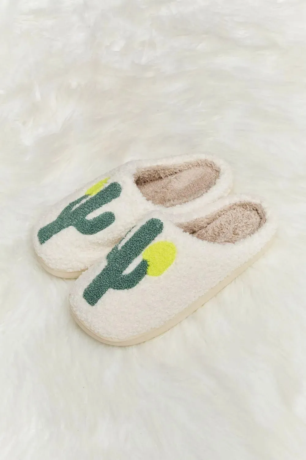 Melody Cactus Plush Slide Slippers