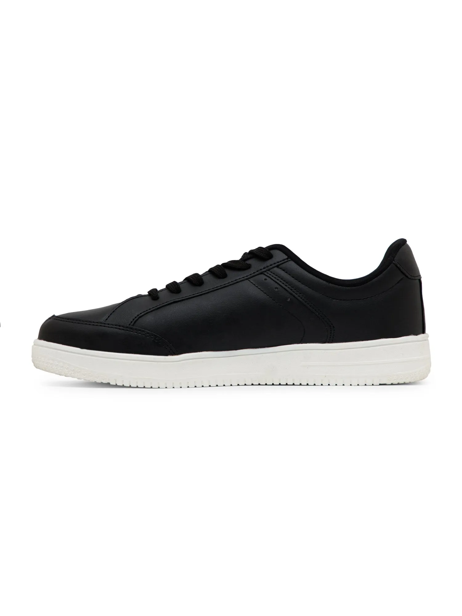 Men Lace-Up Black Casual Sneakers