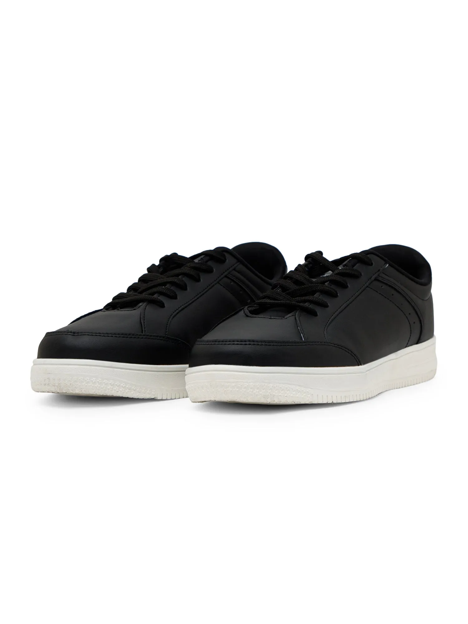 Men Lace-Up Black Casual Sneakers