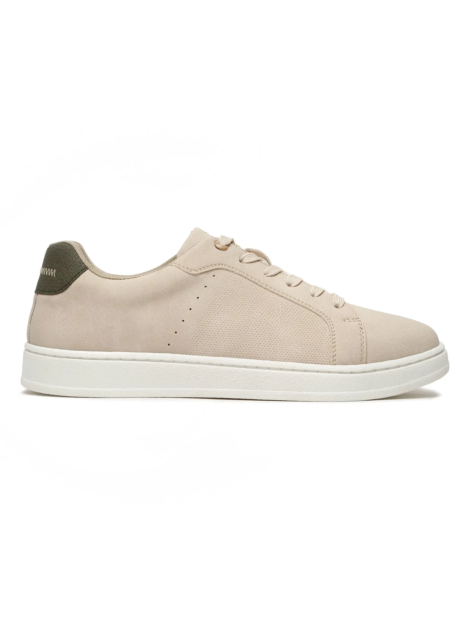 Men's Beige Solid Lace-Up Casual Sneakers