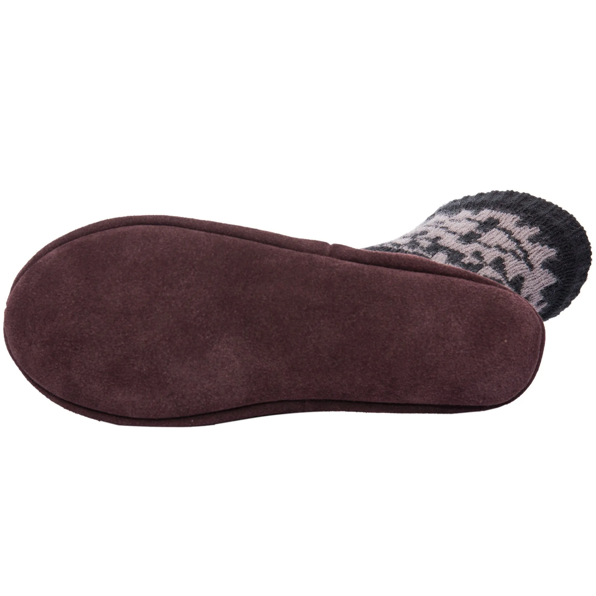 Men's Knit Moccassin Style Slipper Socks with Suede Sole