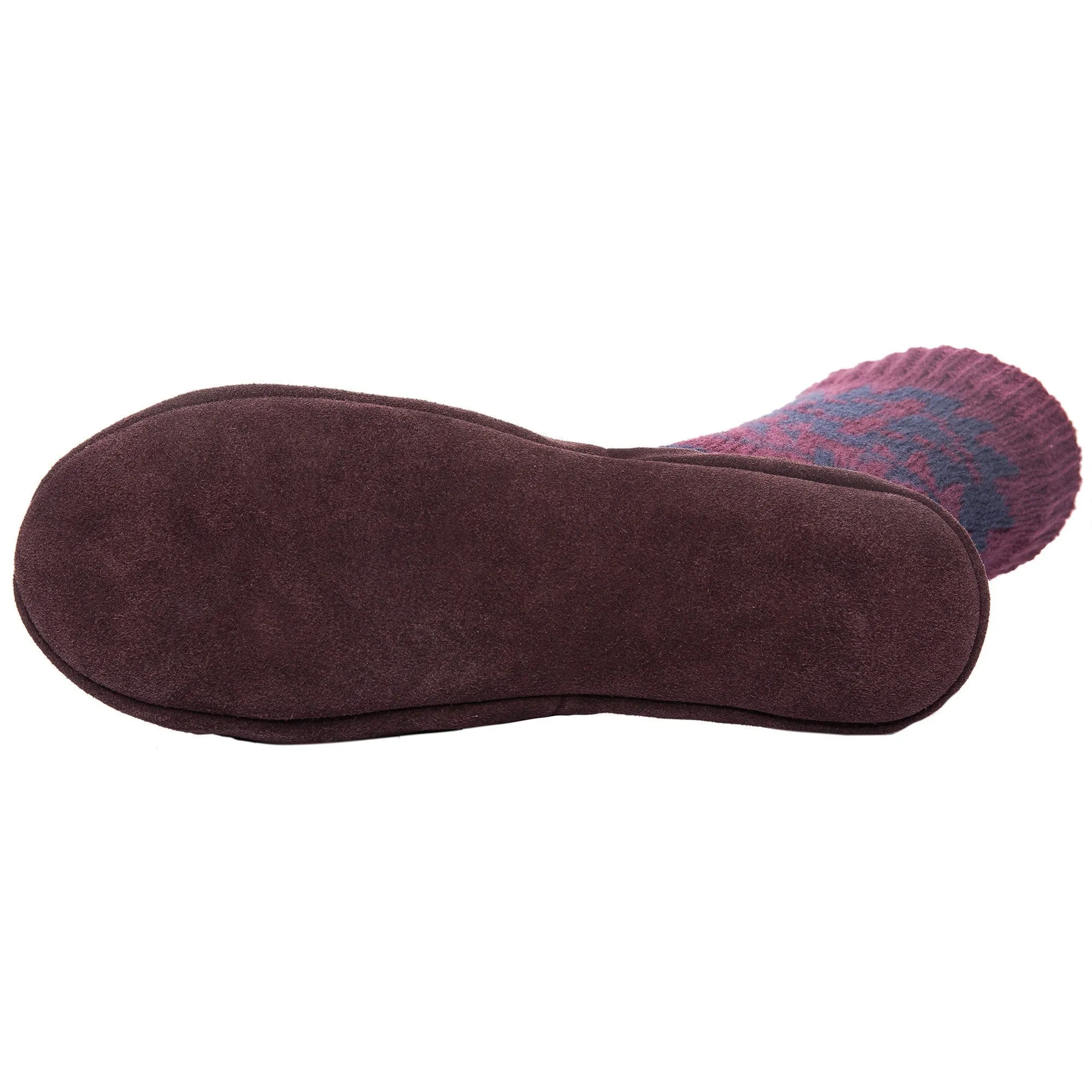 Men's Knit Moccassin Style Slipper Socks with Suede Sole