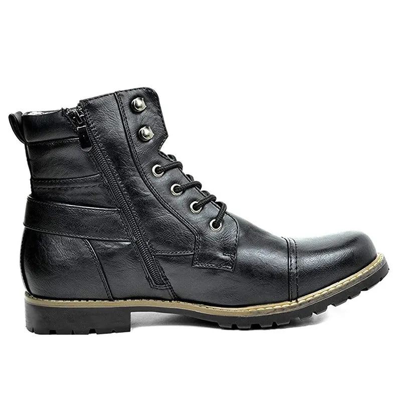 Motorcycle Winter Leather Ankle Boots