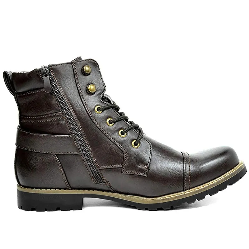 Motorcycle Winter Leather Ankle Boots