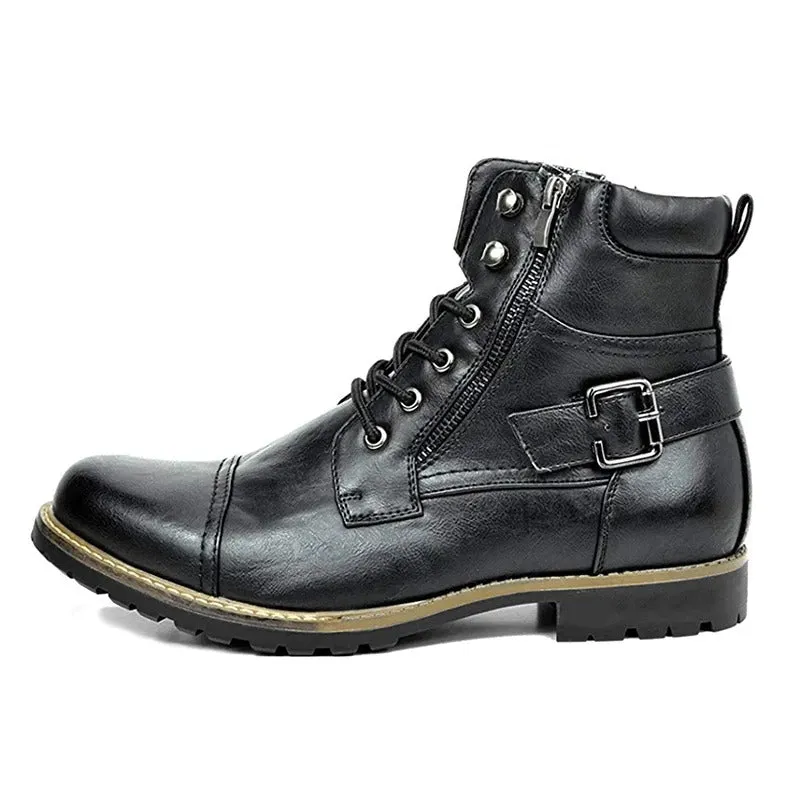 Motorcycle Winter Leather Ankle Boots