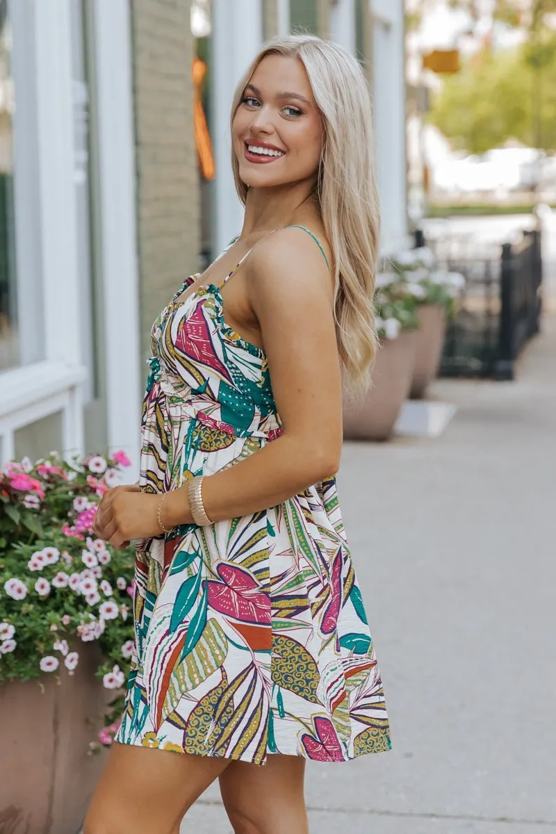 Multi Color Tropical Print Mini Dress - FINAL SALE