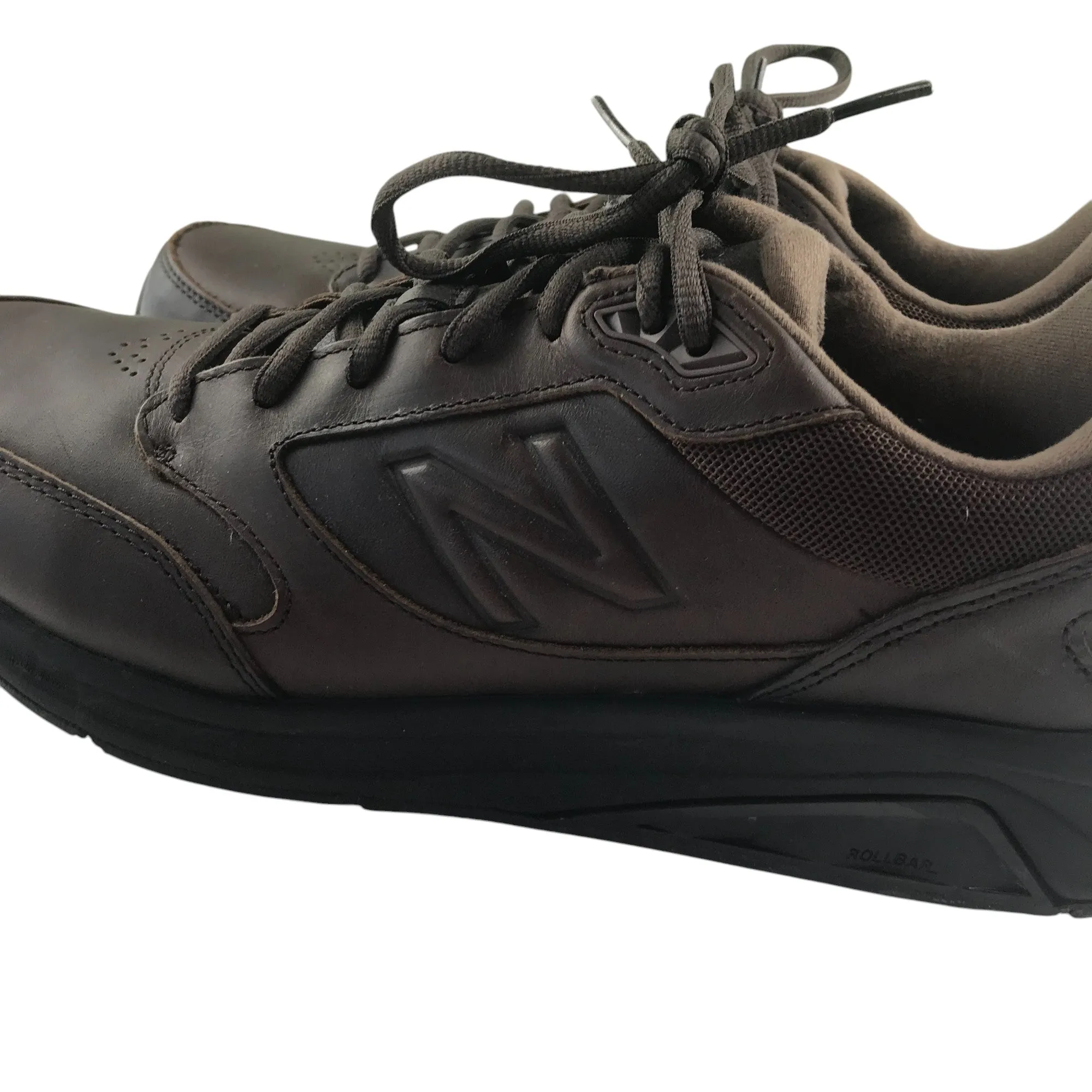 New Balance trainers shoe size 9.5 brown leather sneakers with laces