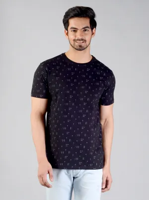 Night Black Printed Slim Fit T-shirt | JadeBlue