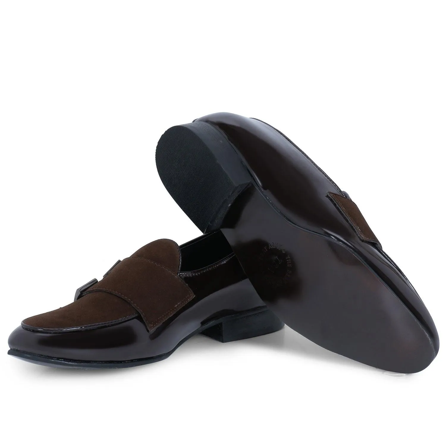 Oban Brown  Patent Double Monk Slip Ons