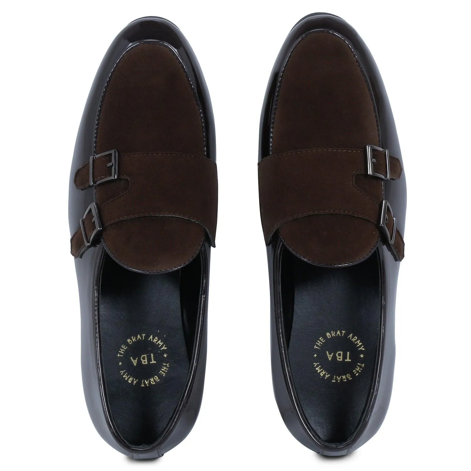 Oban Brown  Patent Double Monk Slip Ons