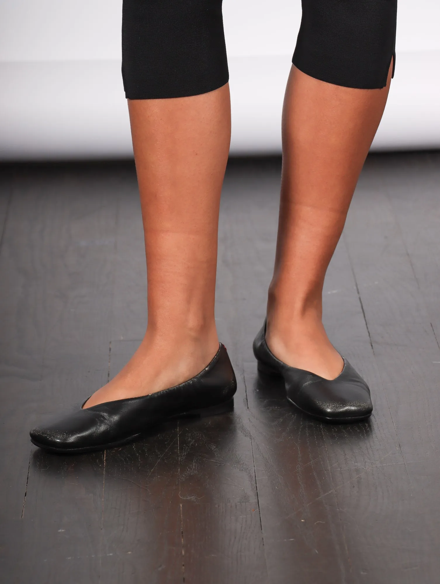 Page Ballet Flat in Distressed Black by Halmanera