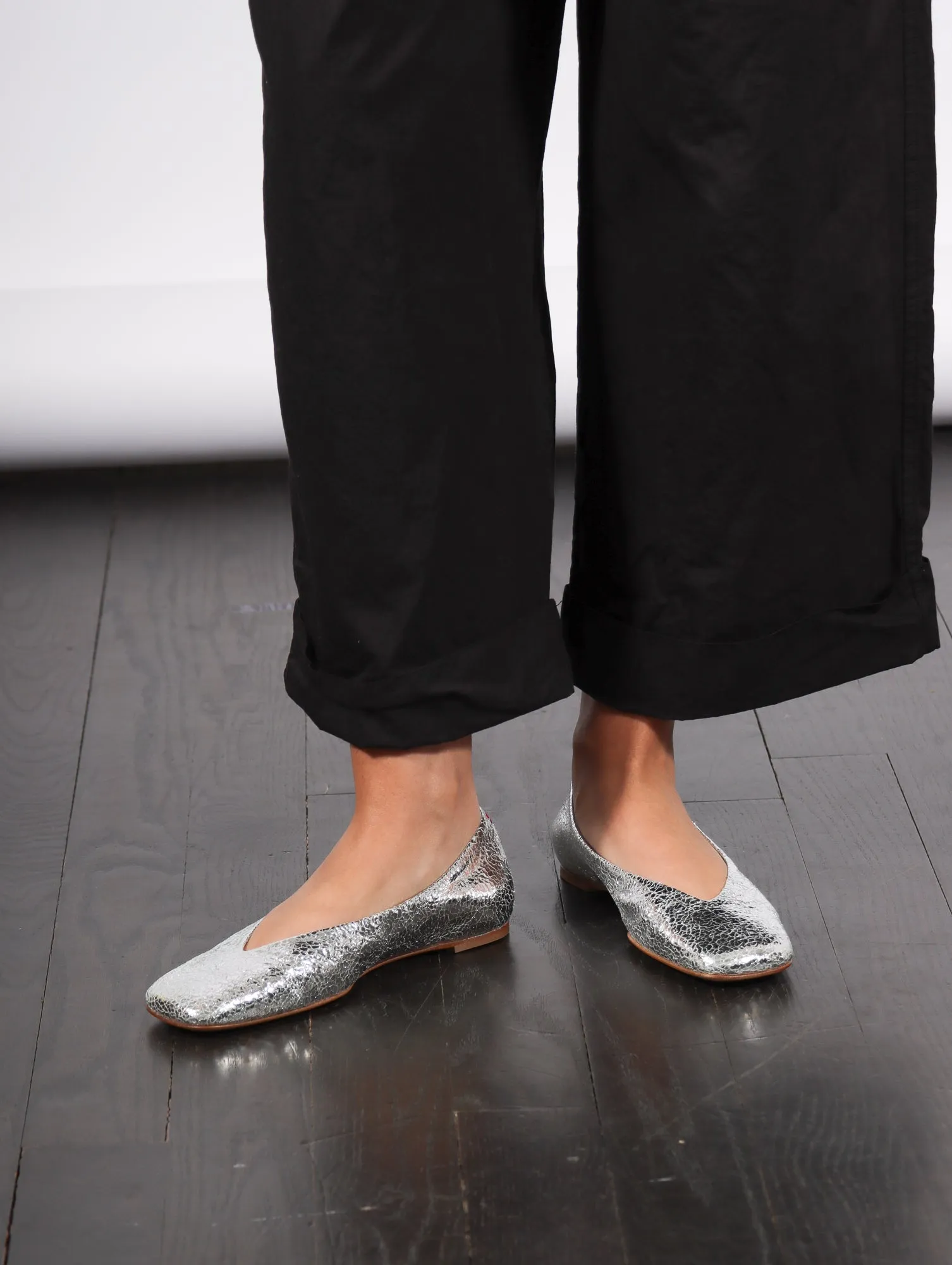 Page Ballet Flat in Silver by Halmanera