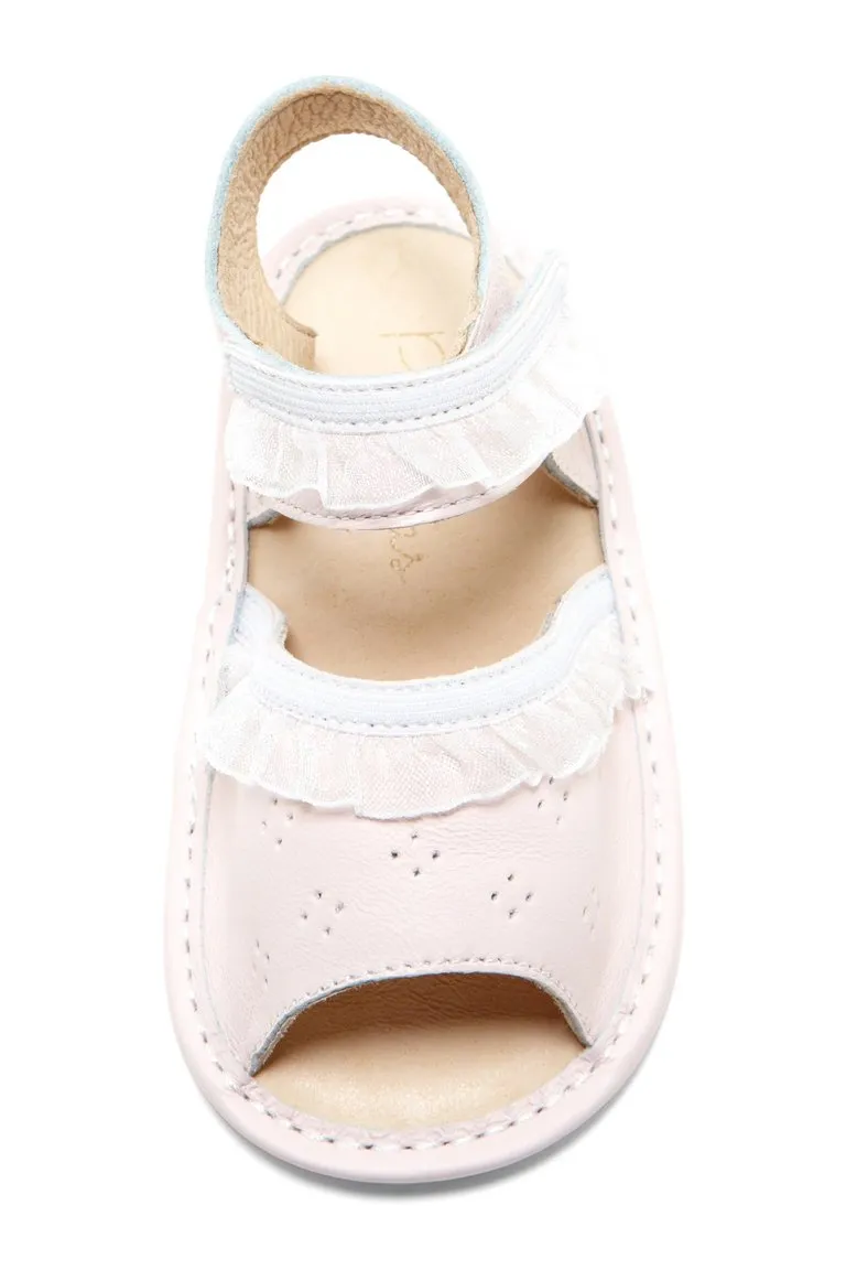 Pale Pink Eyelet Ruffle Sandals