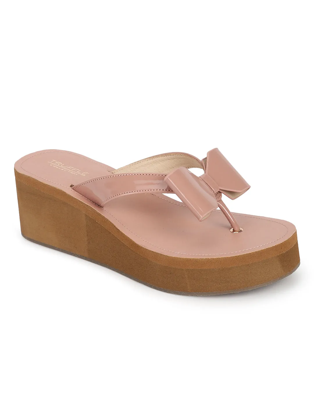 Peach Patent Slip-On Wedges (TC-MSI-477-PEAC)