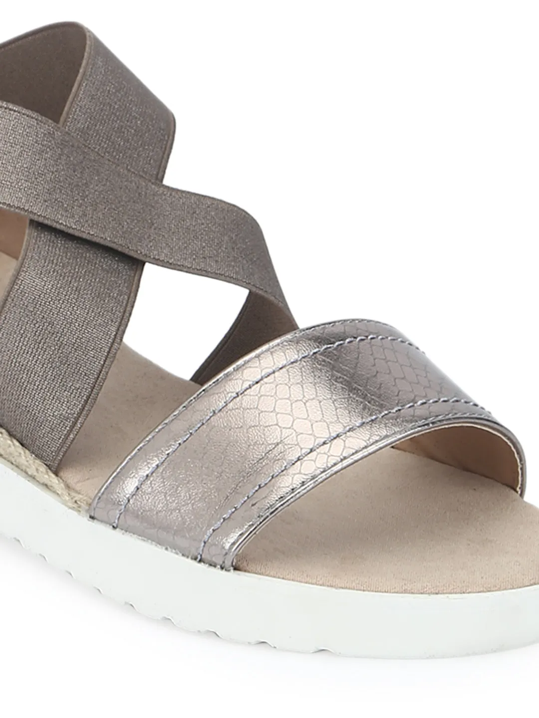 Pewter Metallic Crossover Plaform Wedges