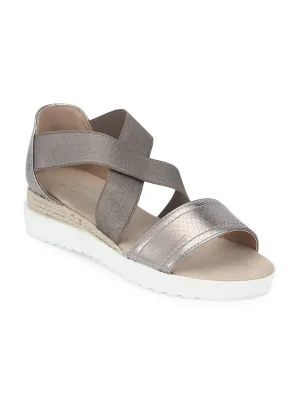 Pewter Metallic Crossover Plaform Wedges