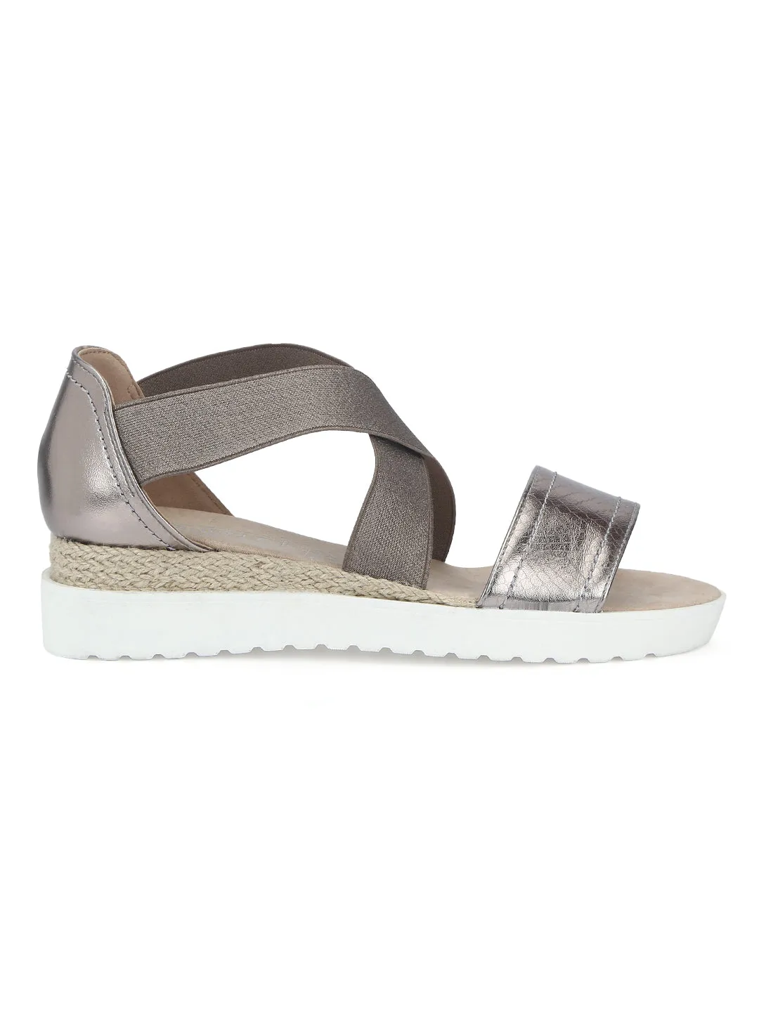 Pewter Metallic Crossover Plaform Wedges