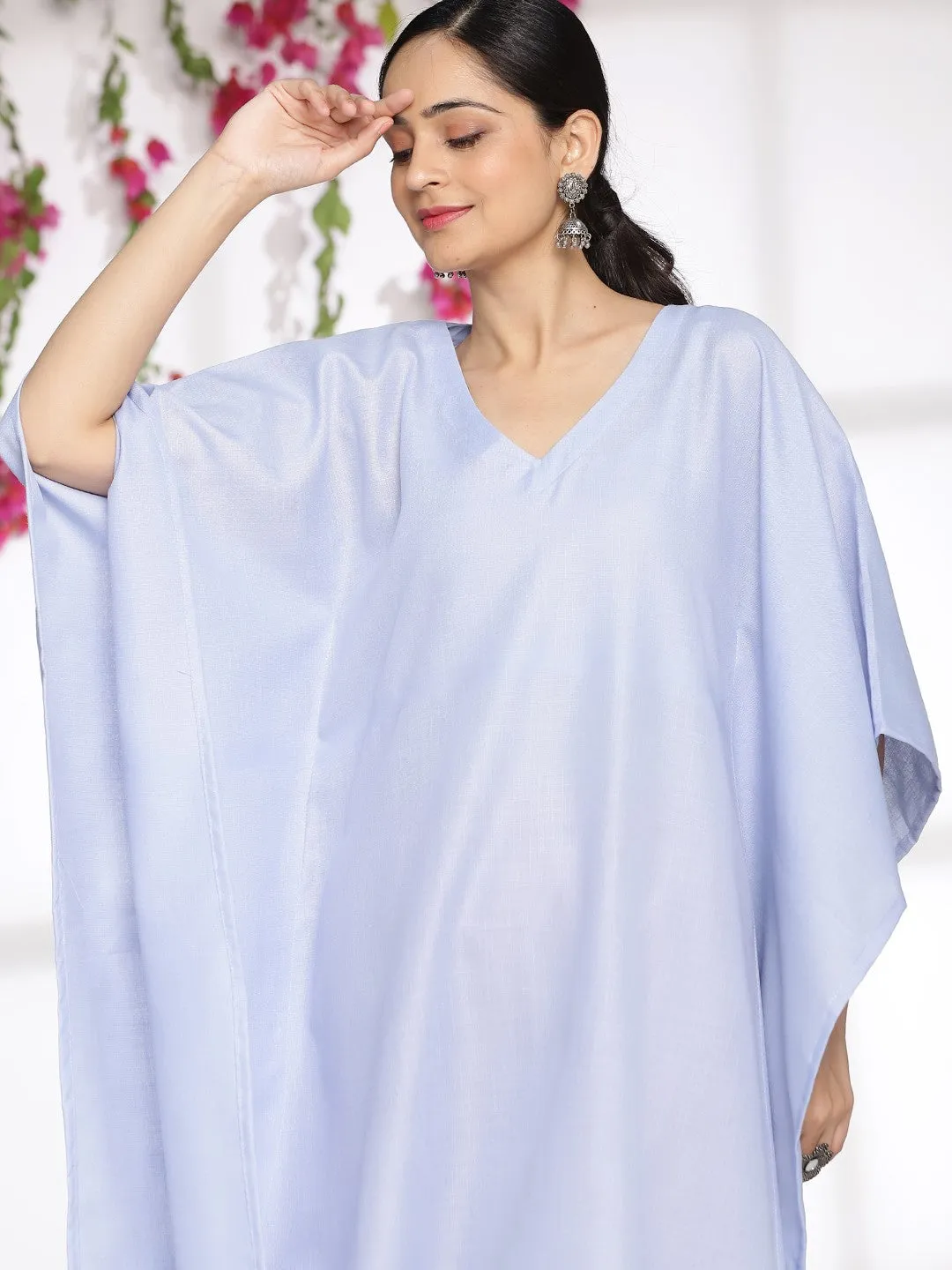 PowderBlue CottonSlub LongKaftan