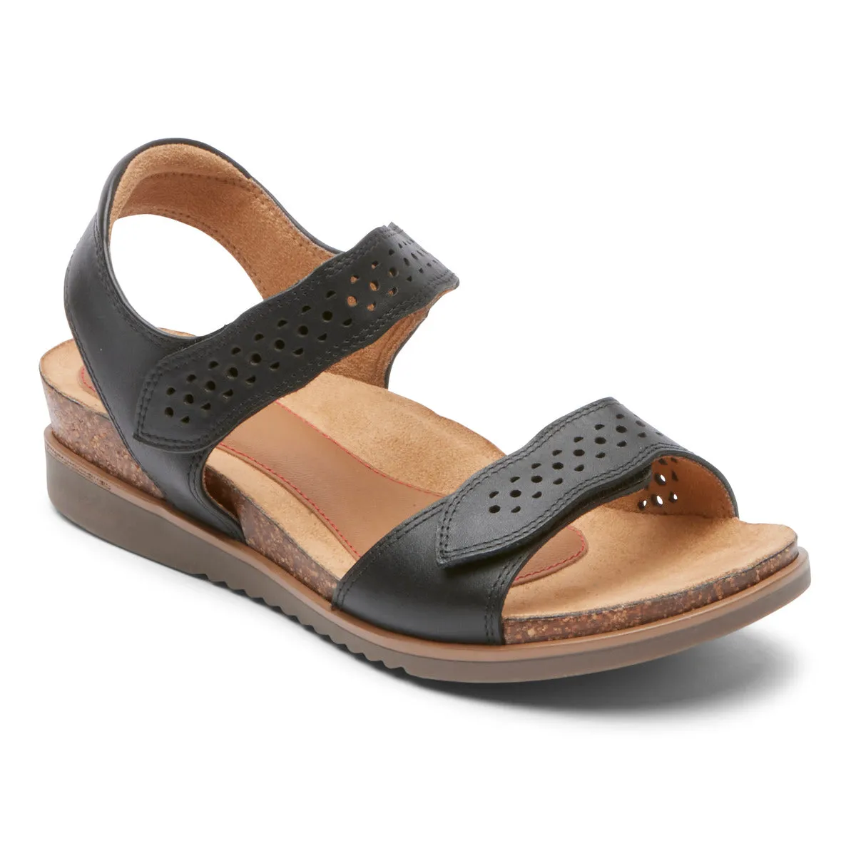 Rockport Cobb Hill May Strappy Sandal in Amber & Black Available in Wide Widths