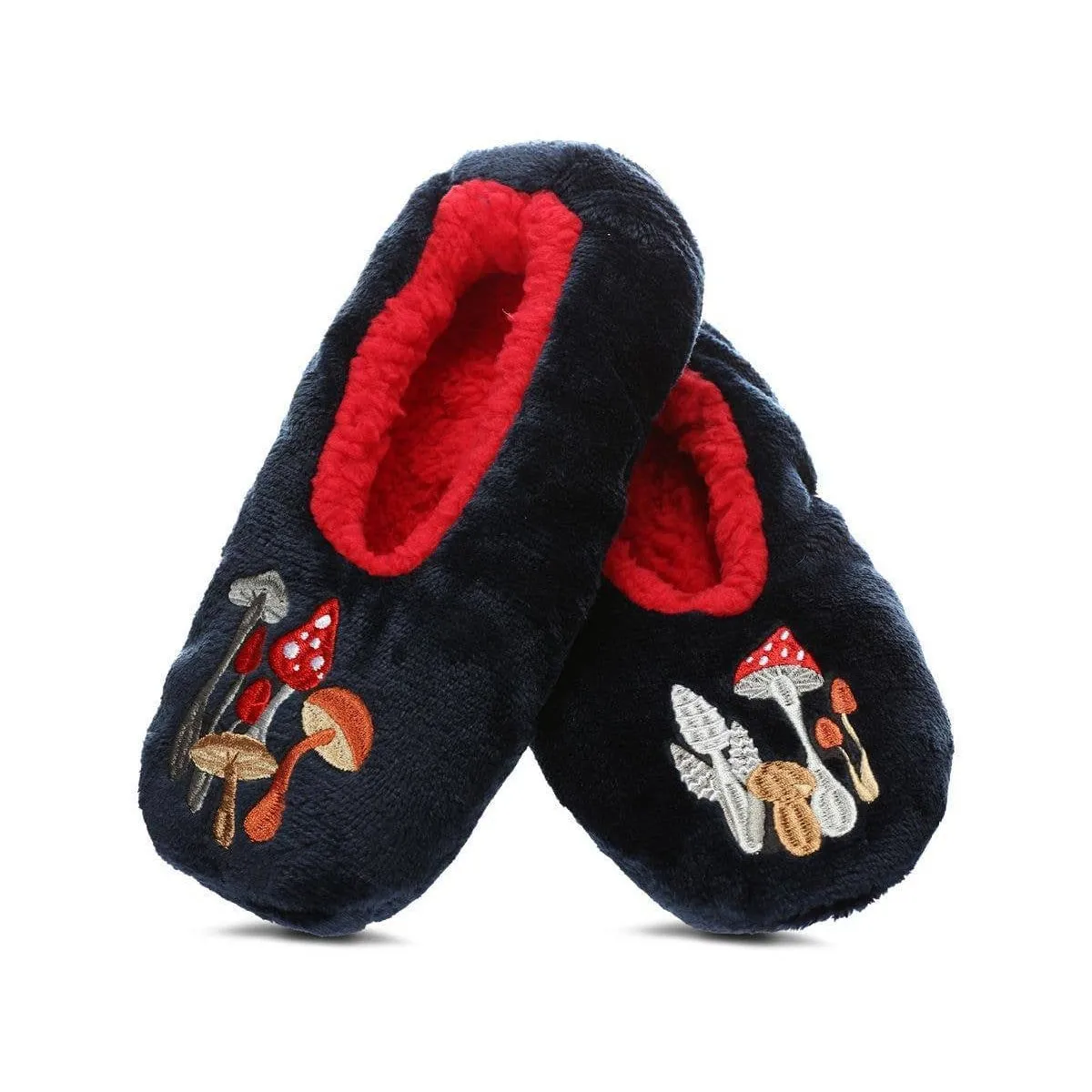 Shrooms Sherpa Lined Slipper in Navy | Soft Spa Fuzzy Shoes [Size SM/M-M/L]