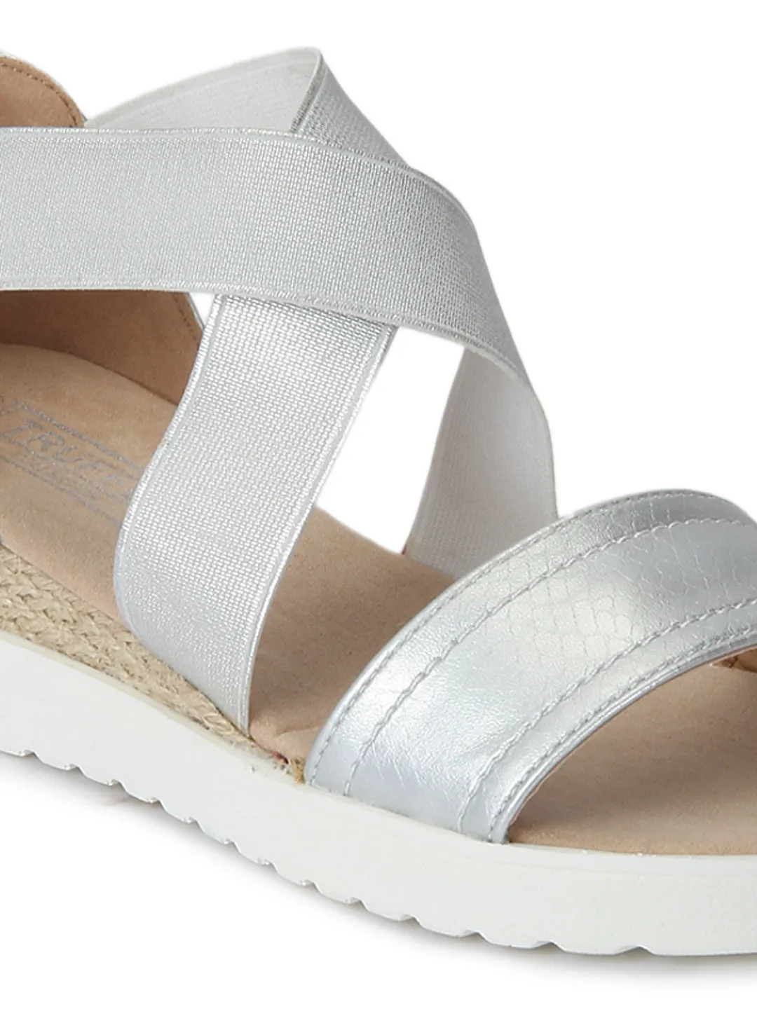 Silver Metallic Crossover Plaform Wedges