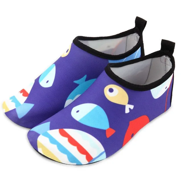 Skin-friendly Cartoon Print Soft Rubber Toddler Shoes For Beach Swim