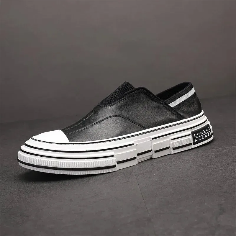 Solid Genuine Leather Slip-On Shoes