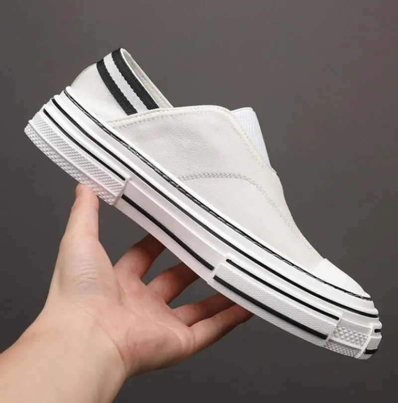 Solid Genuine Leather Slip-On Shoes