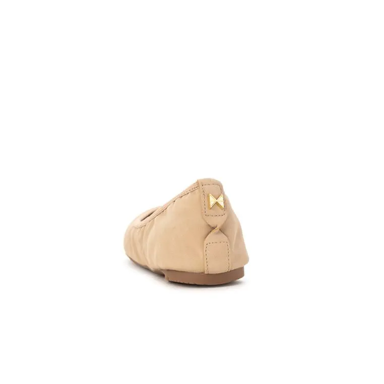 SOPHIA Ballet Flat Shoes - Sand Burnished Suede