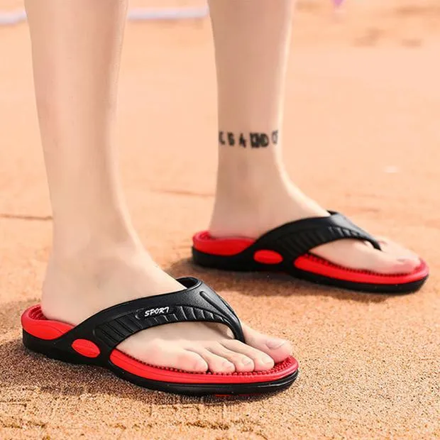 Summer casual breathable massage flip flops for men