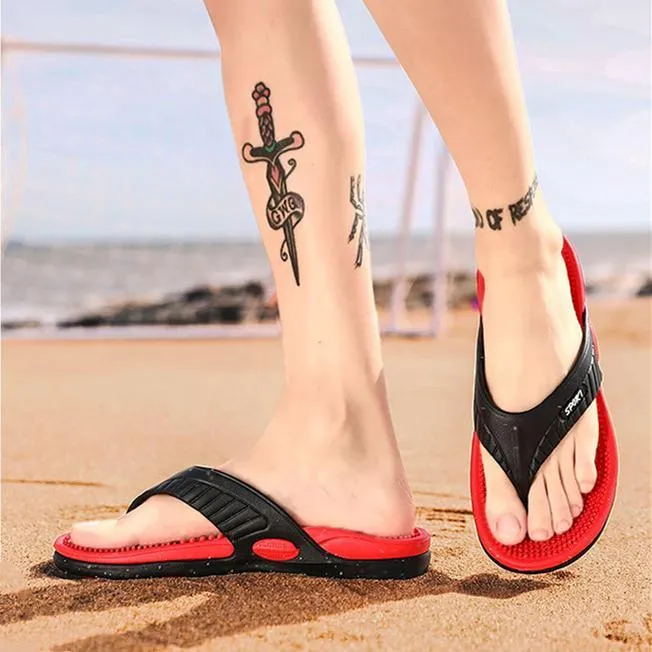 Summer casual breathable massage flip flops for men