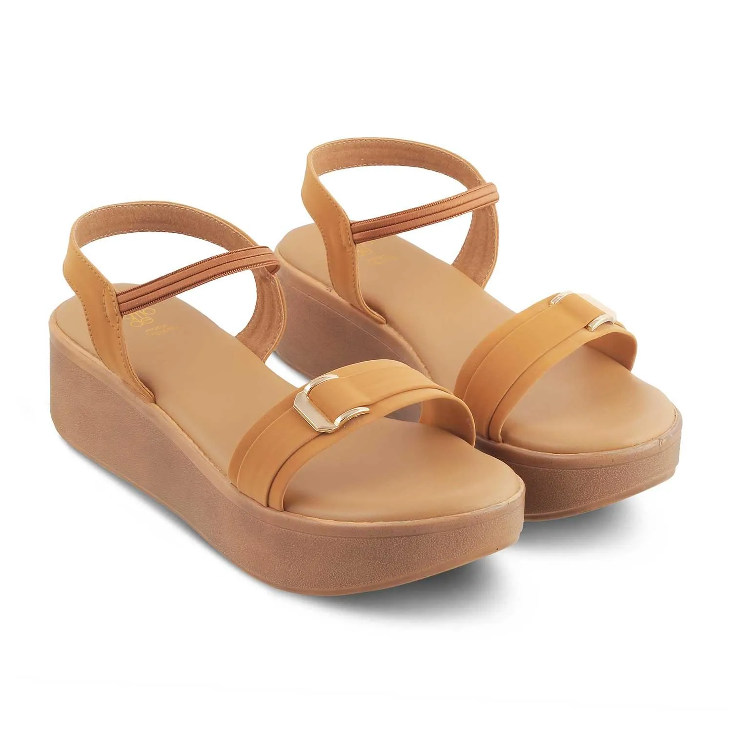 The Caen Beige Women's Platform Wedge Sandals Tresmode