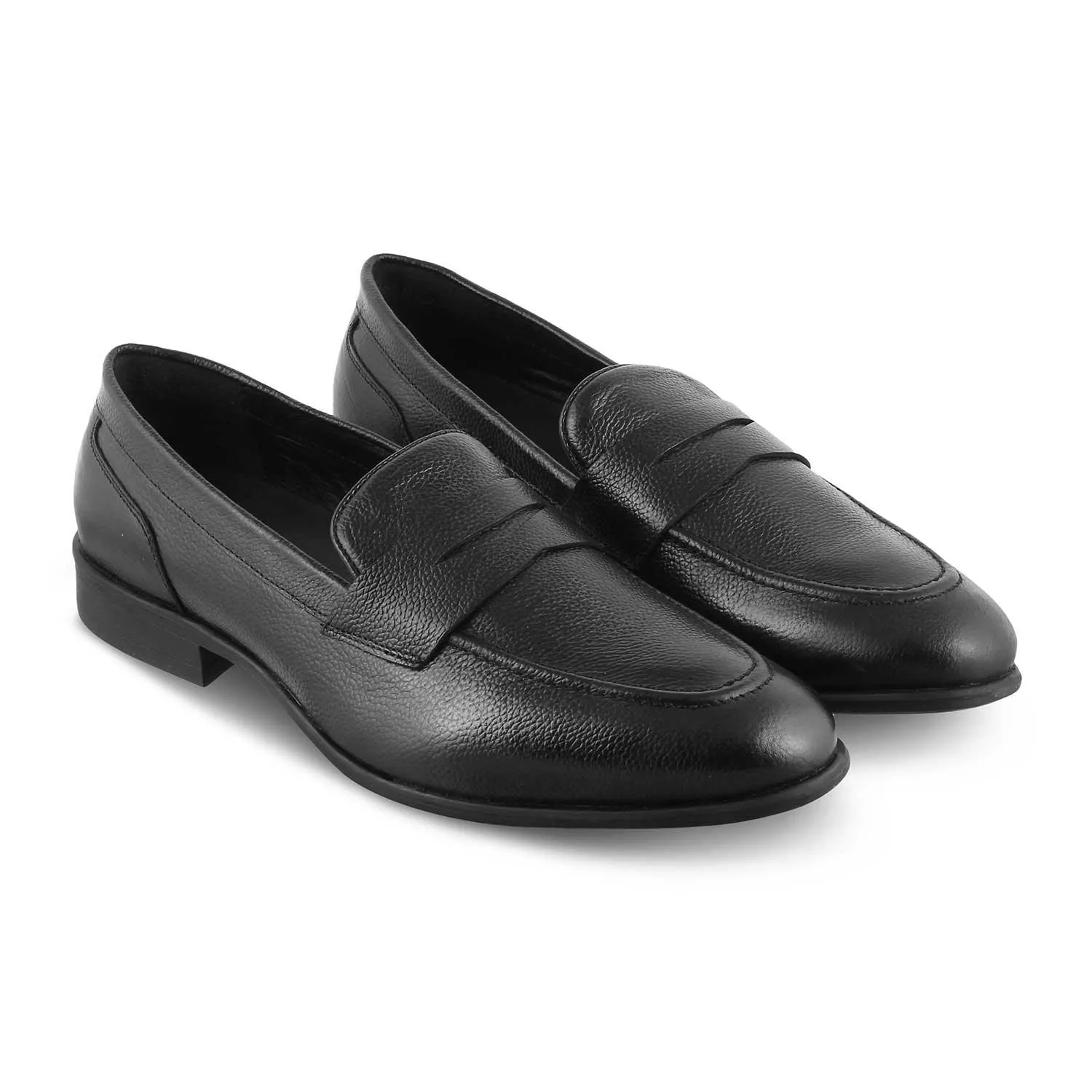 The Paris Black Men's Leather Penny Loafers Tresmode