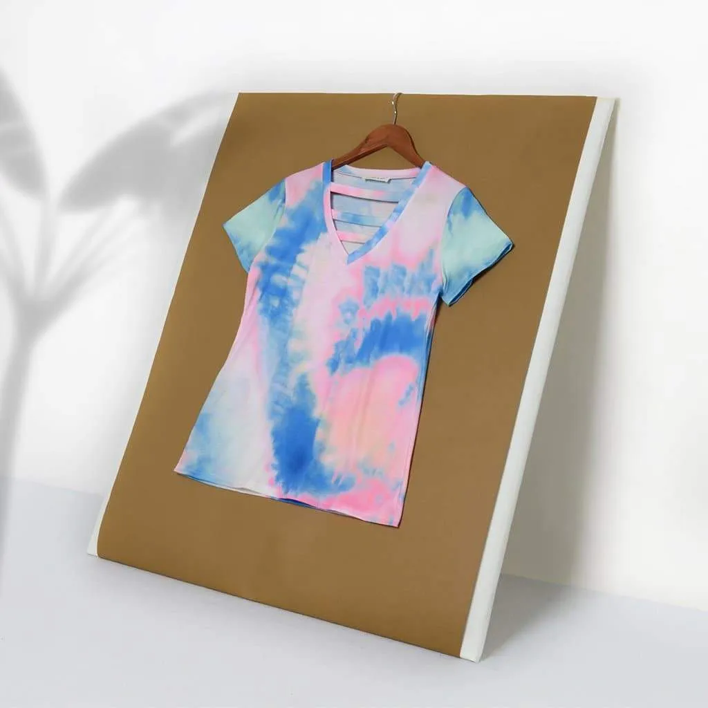 Tie-Dye V Neck Bar T-Shirt